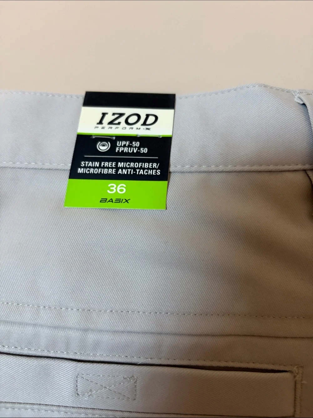 Izod Cream Men's Chino Shorts with Zip Pockets